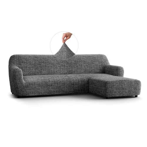 Paulato - Bezug für Sofas mit rechter Halbinsel, Sofabezug Ecksofa L Form Stretch Mikrofaser, kratzfestes und maschinenwaschbares Gewebe, WavyTech-Technologie, Made in Italy - Vittoria Grau von Paulato