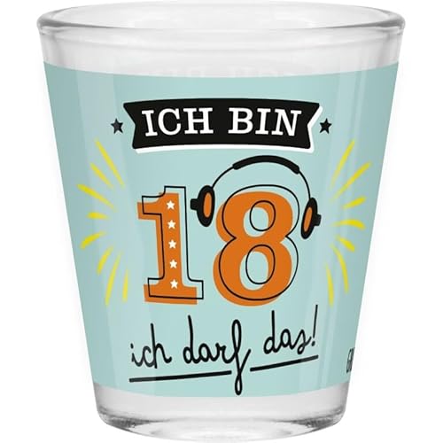 Robustes Sheepworld Schnapsglas mit lustigem Spruch Ich bin 18 ich darf das Robustes Sheepworld Schnapsglas mit lustigem Spruch Ich bin 18 ich darf das von Paule & Knopf