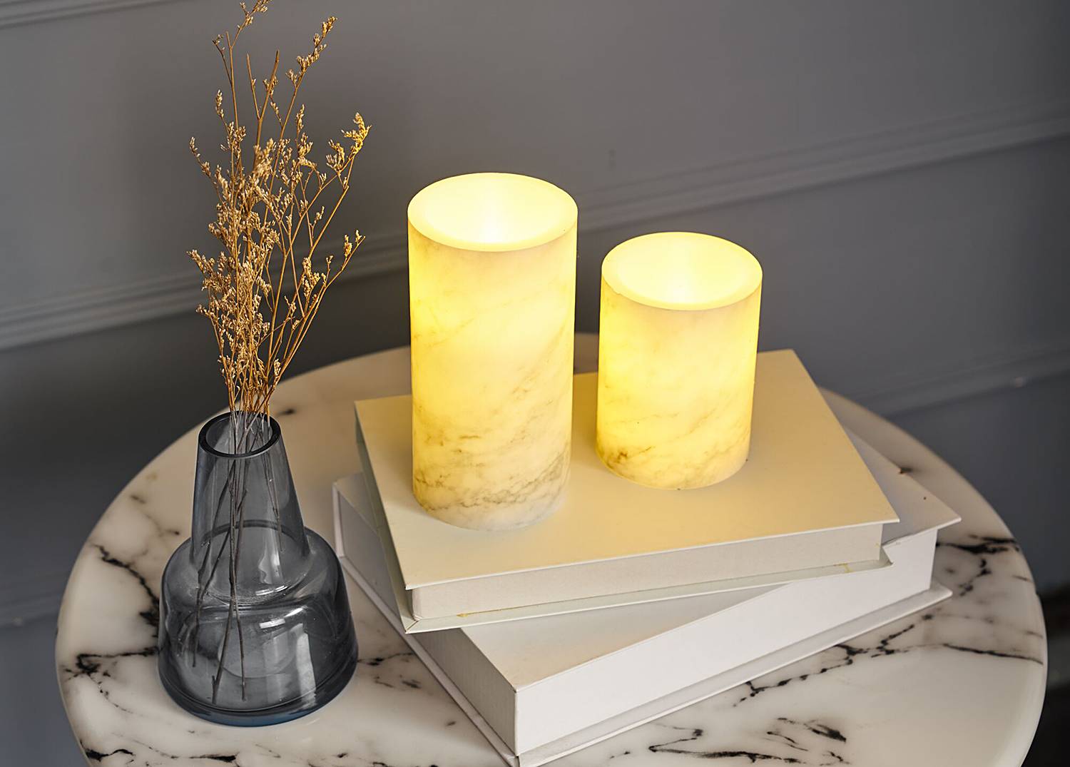 LED-Kerze Cosy Marble 2er-Set von Pauleen