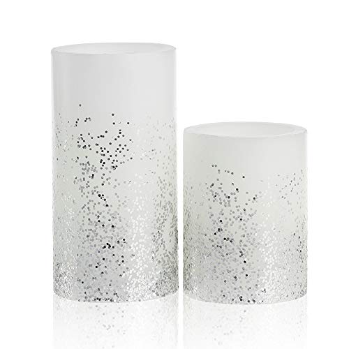 Pauleen 48008 Glowing Glitter Candle Wachskerze 2er Set Echtwachs LED Kerzen, warmweiß, flackernde Flamme Weiß Silber Pauleen 48008 Glowing Glitter Candle Wachskerze 2er Set Echtwachs LED Kerzen, warmweiß, flackernde Flamme Weiß Silber von Pauleen