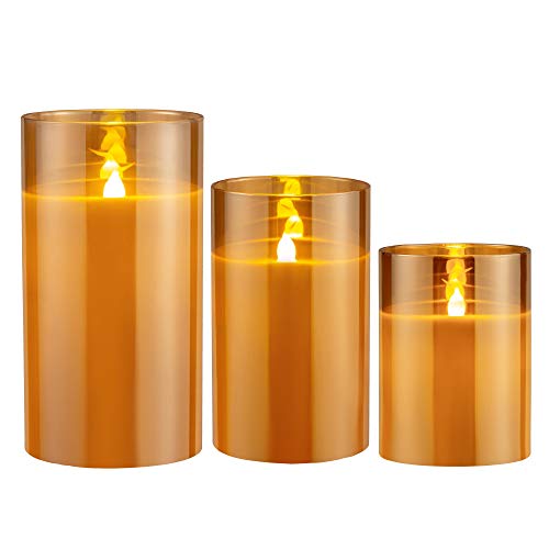Pauleen 48121 Classy Golden Candle Wachskerze mit Batterie mit Timerfunktion 6H Timer LED Kerze 3er Set von Pauleen