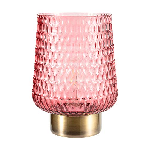 Pauleen 48134 Rose Glamour mobile Tischleuchte Glas Tischlampe Timerfunktion 6H Batterie Glaslampe ohne Kabel Rosa Glas/Metall von Pauleen