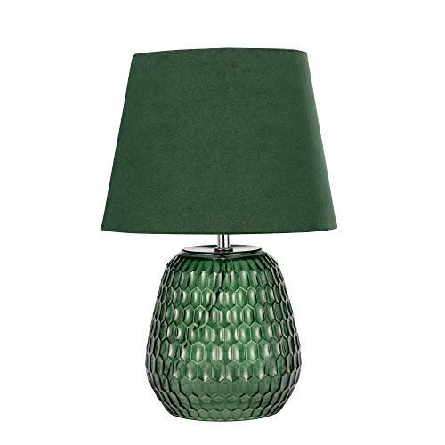 Pauleen 48157 Crystal Velours Tischleuchte Stoffschirm Samt Tischlampe aus Glas Grün max40W E14 Grün 230V Glas/Stoff von Pauleen