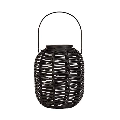 Pauleen 48167 Sunshine Treasure Solar-Laterne für Balkon oder Garten Schwarz Außenbeleuchtung Kunststoff, Rattan Solar 3000K von Pauleen