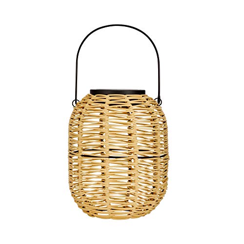 Pauleen 48168 Sunshine Treasure Solar-Laterne für Balkon oder Garten Beige Außenbeleuchtung Kunststoff, Rattan Solar 3000K von Pauleen