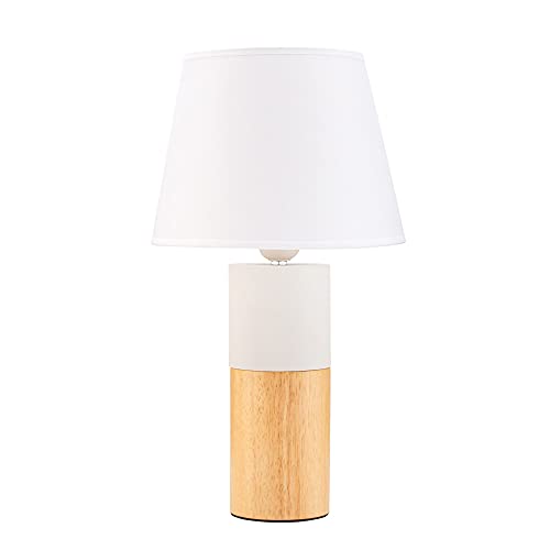 Pauleen 48204 Woody Elegance Tischleuchte max. 20 Watt Holz, Weiß Holz, Stoff E27 von Pauleen