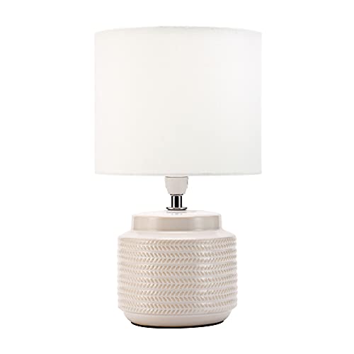 Pauleen 48219 Bright Soul Tischleuchte max. 20 Watt handgefertigt Creme, Beige Nachttischlampe im Boho Look aus Stoff, Keramik E14 von Pauleen