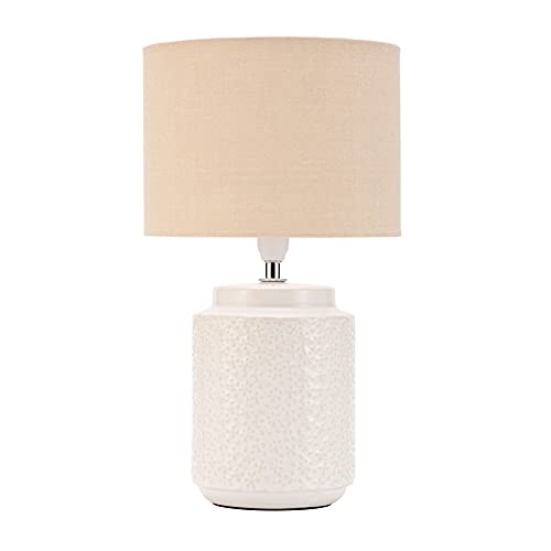 Pauleen 48220 Charming Bloom Tischleuchte max. 20 Watt handgefertigt Beige Nachttischlampe im Boho Look aus Stoff, Keramik E14 von Pauleen