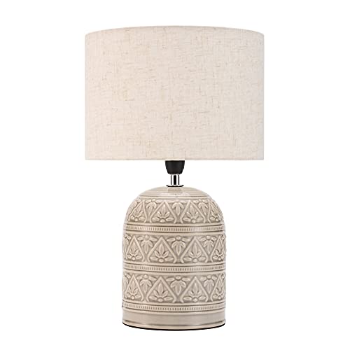 Pauleen 48223 Tender Pearl Tischleuchte max. 20 Watt handgefertigt Beige Nachttischlampe im Boho Look aus Stoff, Keramik E14 von Pauleen