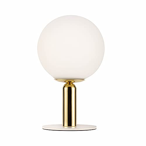 Pauleen 48230 Splendid Pearl Tischleuchte max. 20 Watt Weiß, Gold Nachttischlampe im Glamour Look aus Glas, Metall G9 von Pauleen