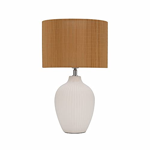 Pauleen 48231 Timber Glow Tischleuchte max. 20 Watt Beige, Weiß Bambus, Keramik E27 von Pauleen