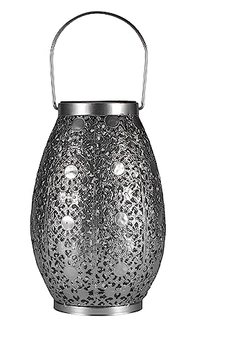 Pauleen 48294 LED Solar-Laterne Sunshine Temptation 23,5 cm Silber IP44 Solarleuchte von Pauleen