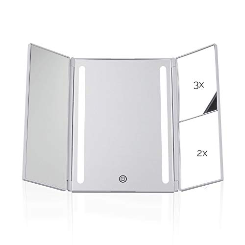 Pauleen 48006 Chic Glamour Mirror Schminkspiegel mit Licht, Touchdimmer + Vergrößerungsspiegel Weiß matt Kunststoff/Spiegel von Pauleen