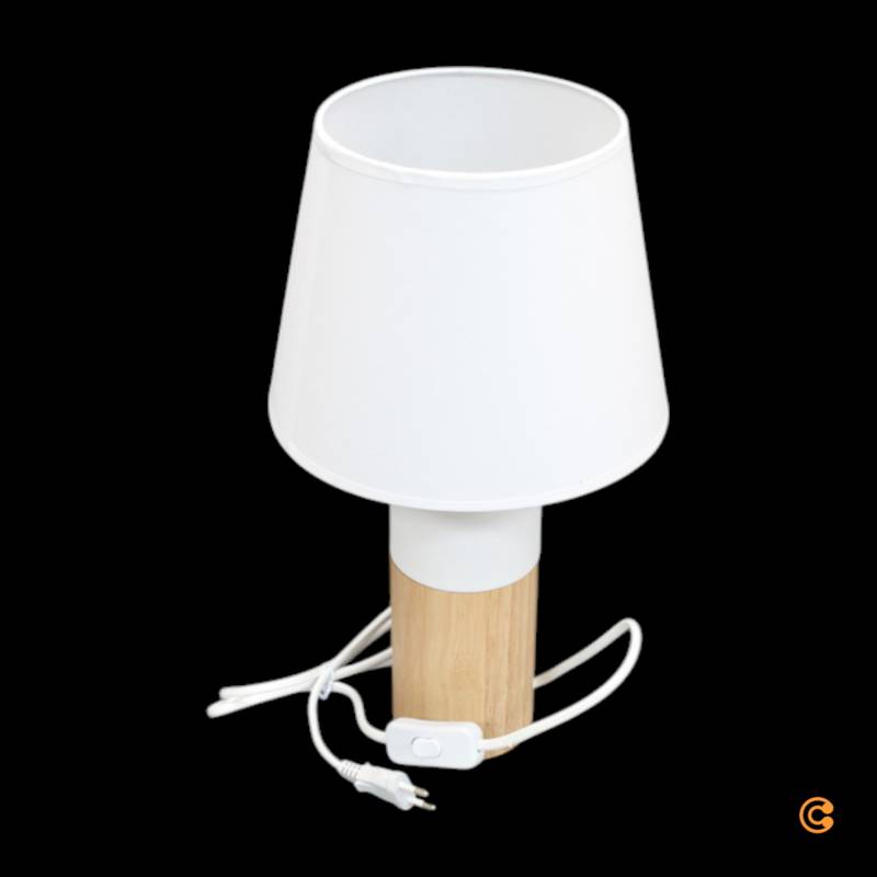 Pauleen Tischlampe Leuchte Holz Textil Woody Elegance Beleuchtung Weiß 40 Cm B-Ware von Pauleen