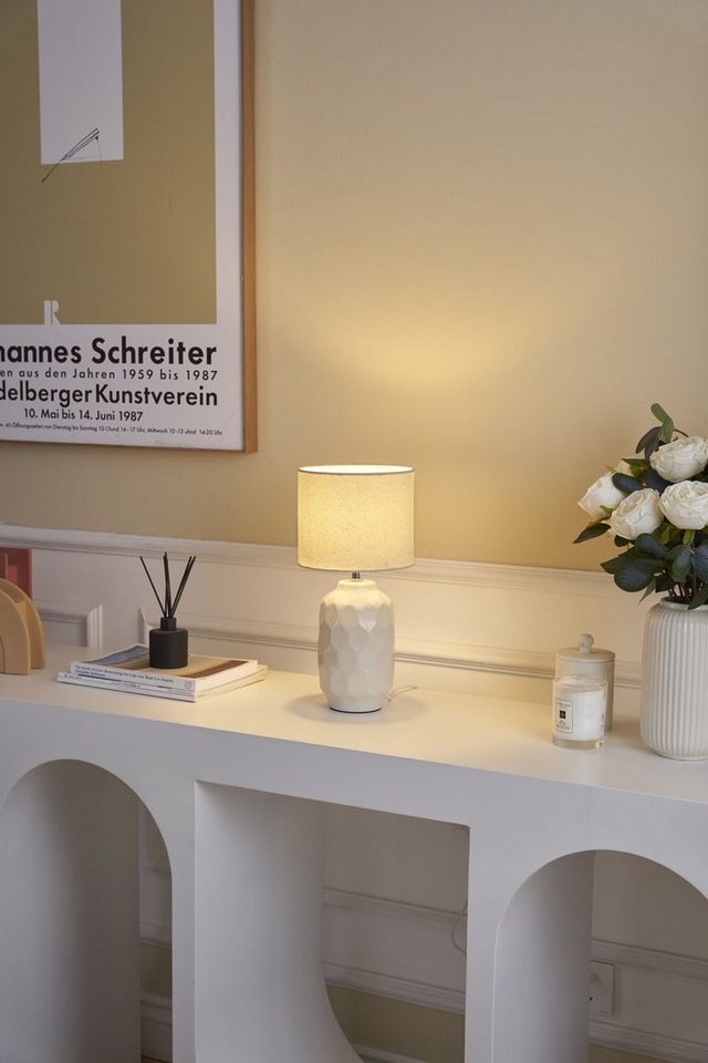 Pauleen Tischleuchte Charming Sparkle max.20W Crème Stoff/Keramik, ohne Leuchtmittel, E14 von Pauleen