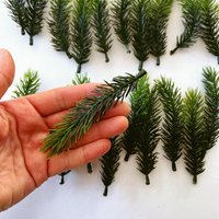 20 Stück Zweifarbige Grüne 10 cm Große Picea-Zweige, Künstliche Kiefer, Picea, Feiertage, Kunstblumen, Feiertagskranz, Weihnachtsdekoration von PaulettaCrafts