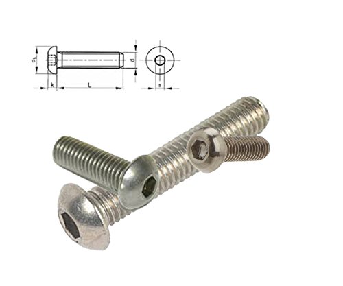 10 Stk. Linsenkopfschrauben mit Innensechskant nach ISO 7380 (A4 - AISI 316, M 6x14) von Pauli Edelstahldesign