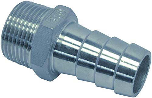 A4 - AISI316 Edelstahl - Schlauchtülle mit Zoll = AG in Industriequaltät für Schläuche verschiedener Innendurchmessern = ID (AG 1/4" - ID 9 mm) von Pauli Edelstahldesign