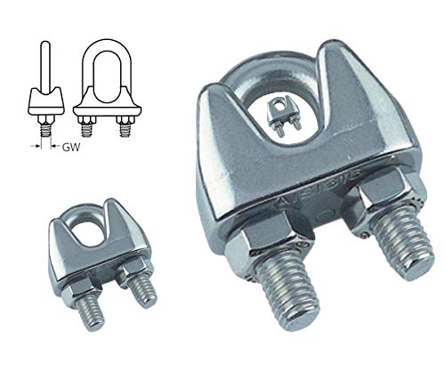 Edelstahl Bügelklemme, Drahtseilklemme 2mm - 22mm (für Drahtseilstärke 2mm, 5 Stück) von Pauli Edelstahldesign