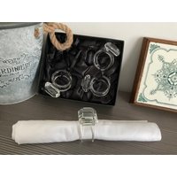 Geschenkset 4 Serviettenhalter Aus Massivem Glas, Kristall, Diamant Ring Design von PaulinesEmporiumUK