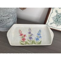Vintage E Radford Handbemaltes Blumen Sandwich Tablett, Kuchen Schminktisch Schmuck von PaulinesEmporiumUK