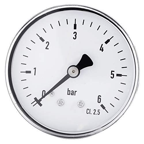 0-6 Bar Manometer, Druckmesser Wasser Mini Hochpräzisionsmanometer für Kraftstoff Luft Öl Flüssigkeit Wasser 0-6 bar 1/4" NPT Gewinde Druckmessgerät von VOXIN