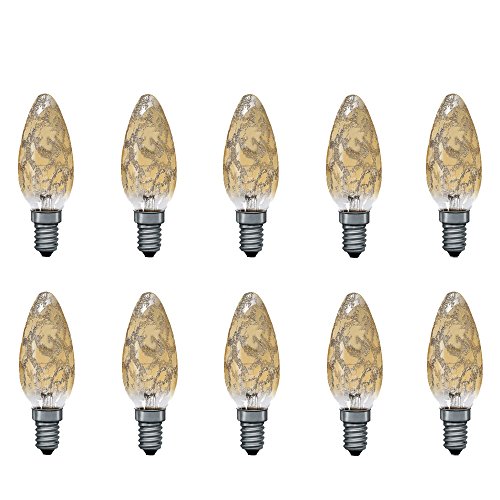 Paulmann 10 x Kerze Krokoeis Gold 25W E14 Kerzen 25 Watt Glühbirnen Glühlampen 562.20 von Paulmann