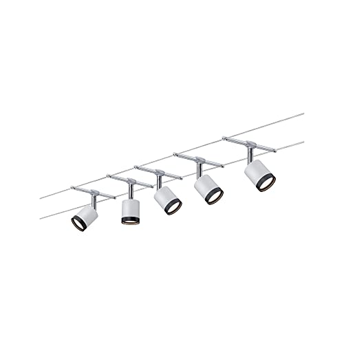 Paulmann 3981 Seilsystem TubeLED Set 5x4W Weiß/Chrom matt 230/12V Seilleuchte Seillampe Deckenleuchte Deckenbeleuchtung LED von Paulmann