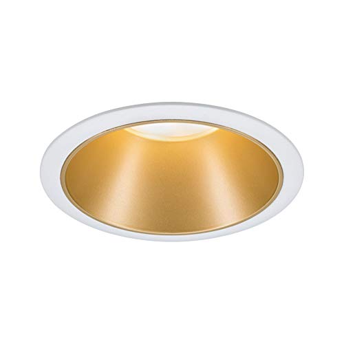 Paulmann 93396 Einbauleuchte Cole starr rund dimmbar Einbaustrahler Weiß matt, Gold Spot Aluminium, Kunststoff Einbaulampe GU10 von Paulmann