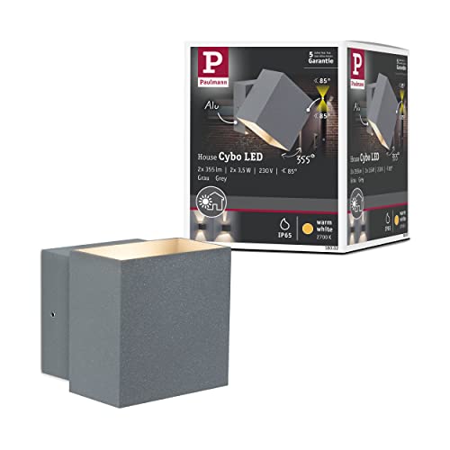Paulmann Wandaufbauleuchte LED Cybo eckig 2x3W grau 100x100mm von Paulmann