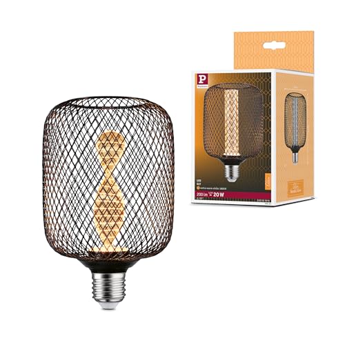 Paulmann 29083 Metallic Glow Edition Standard 230V LED Leuchtmittel Zyl E27 Spiral 4,2W 200lm 100mm Schwarz Metall 1800K von Paulmann