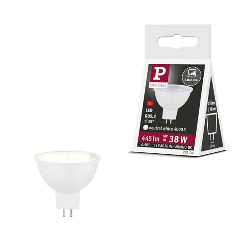 Paulmann 29104 Standard 12V 3-Step-Dim LED Reflektor GU5,3 445lm 6W 4000K dimmbar Weiß matt Leuchtmittel Paulmann 29104 Standard 12V 3-Step-Dim LED Reflektor GU5,3 445lm 6W 4000K dimmbar Weiß matt Leuchtmittel von Paulmann