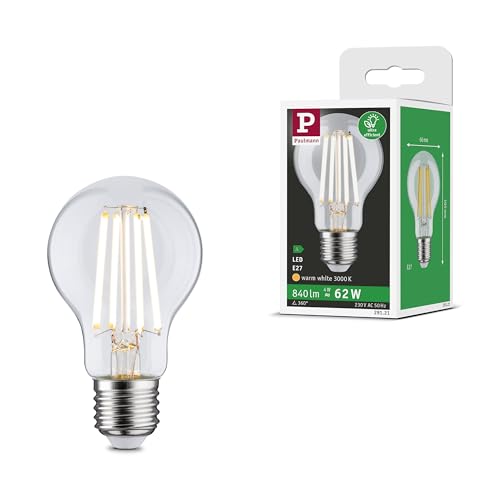 Paulmann 29121 Eco-Line Filament 230V LED Birne E27 1er-Pack 840lm 4W 3000K Klar Leuchtmittel von Paulmann