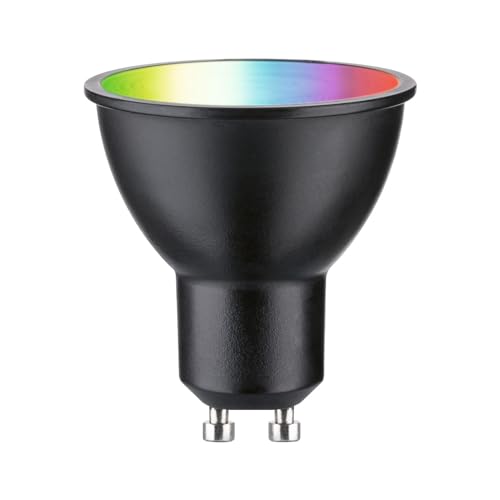 Paulmann 29148 Standard 230V Smart Home Zigbee LED Reflektor GU10 350lm 4,8W RGBW+ dimmbar Schwarz matt Leuchtmittel, 2.4 GHz, 350Lm ~ 32W von Paulmann