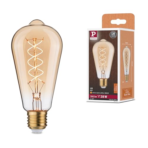 Paulmann 29242 Rustic Shine Standard 230V LED Kolben E27 300lm 4,2W 1800K dimmbar Gold von Paulmann