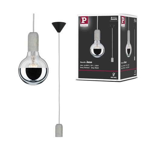 Paulmann 50388 Neordic Pendelleuchte Jano max. 60 Watt Pendellampe Grau, Schwarz Deckenlampe Beton, Kunststoff Hängeleuchte E27 ohne Leuchtmittel von Paulmann