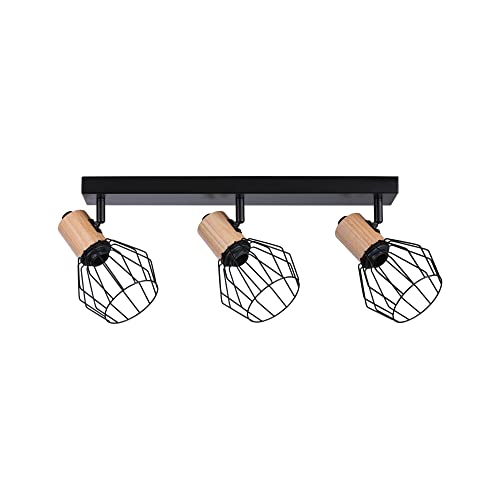 Paulmann 66768 Strahler Lanke 3-flammig max. 3x20 Watt Deckenleuchte Schwarz/Holz Spot Metall E14 von Paulmann