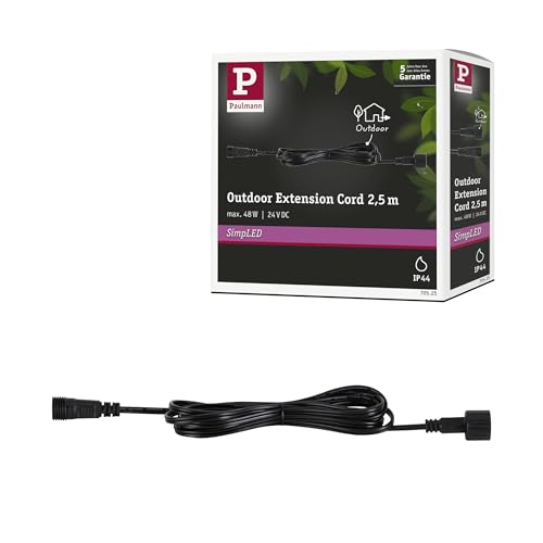 Paulmann 70525 SimpLED Zubehör LED Strip Verlängerungskabel Outdoor IP44 2,5m DC 24V Schwarz Kunststoff von Paulmann