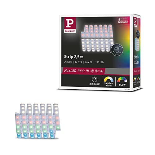 Paulmann 70530 MaxLED 1000 LED Strip RGBW Einzelstripe IP44 28W 1000lm/m dimmbar 2,5m Silber Kunststoff 72LEDs/m von Paulmann