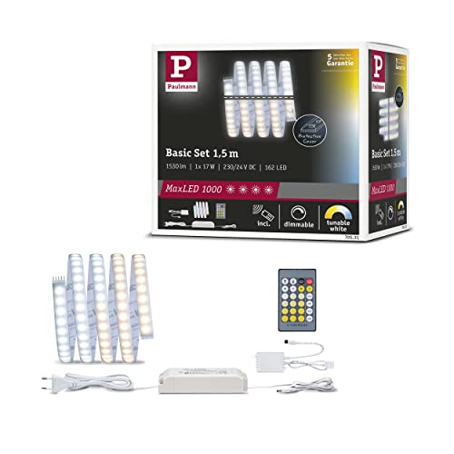 Paulmann 70531 MaxLED 1000 LED Strip Tunable White Basisset IP44 17W 1020lm/m dimmbar 1,5m Silber Kunststoff 108LEDs/m von Paulmann