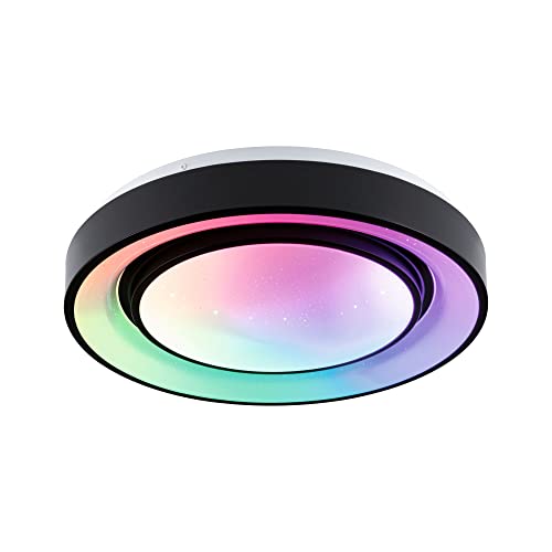 Paulmann 70544 LED Deckenleuchte Rainbow mit Regenbogeneffekt incl. 1x22 W dimmbar dynamicRGBW Farbsteuerung Schwarz, Weiß Kunststoff, Metall 3000 K von Paulmann