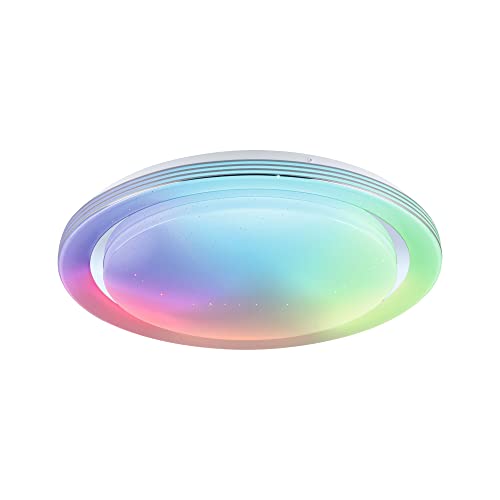 Paulmann 70547 LED Deckenleuchte Rainbow mit Regenbogeneffekt incl. 1x38,5 W dimmbar dynamicRGBW Farbsteuerung Chrom, Weiß Kunststoff, Metall 3000 K von Paulmann