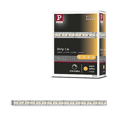 Paulmann 70568 LED Stripe MaxLED 1000 1 m 2700 K Warmweiß LED Stripe unbeschichtet 13,5W Lichtband 1100 lm Lichtstreifen 144 LED 24 V von Paulmann