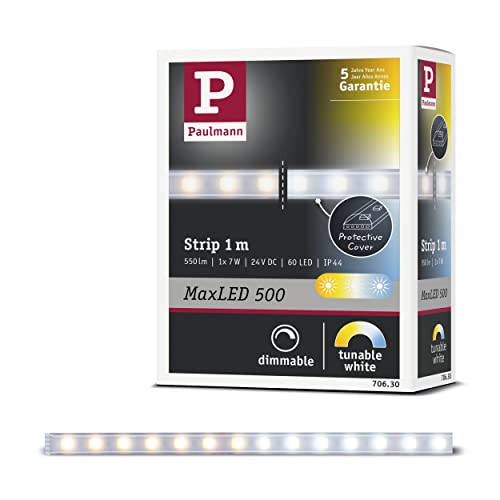 Paulmann 70630 LED Stripe MaxLED 500 Tunable White 1m beschichtet LED Stripe 1 m Lichtstreifen 7W Lichtband mit Weißlichtsteuerung LED Band von Paulmann