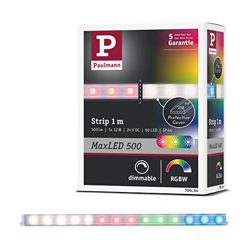 Paulmann 70634 LED Stripe MaxLED 500 RGBW beschichtet LED Stripe 1 m Farbsteuerung 12W Lichtband Farbwechselfunktion von Paulmann