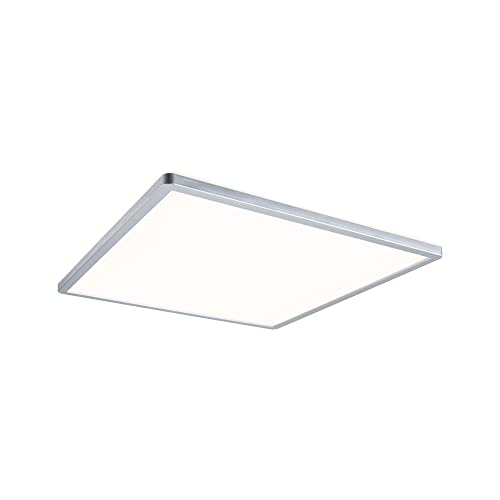 Paulmann 70995 LED Panel Atria Shine 420x420mm 3-Step-Dim eckig incl. 1x22 W dimmbar Warmweiß Chrom matt Lichtpanel Kunststoff Deckenpanel 3000 K von Paulmann