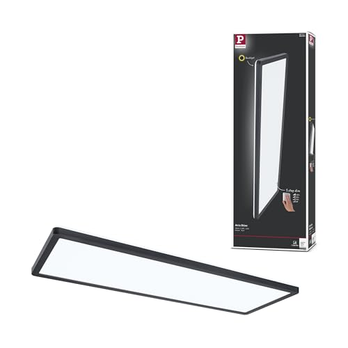 Paulmann 71017 LED Panel Atria Shine 3-Step-Dim eckig incl. 1x22 W dimmbar Tageslichtweiß Lichtpanel Kunststoff Deckenpanel 4000 K, Schwarz, 580 x 200 mm von Paulmann