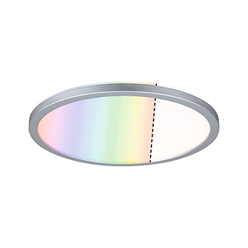 Paulmann 71018 LED Panel Atria Shine, Rund incl. 1 x 12 W Dimmbar RGBW Farbsteuerung Lichtpanel Kunststoff Deckenpanel, Chrom Matt, Ø 293 mm von Paulmann
