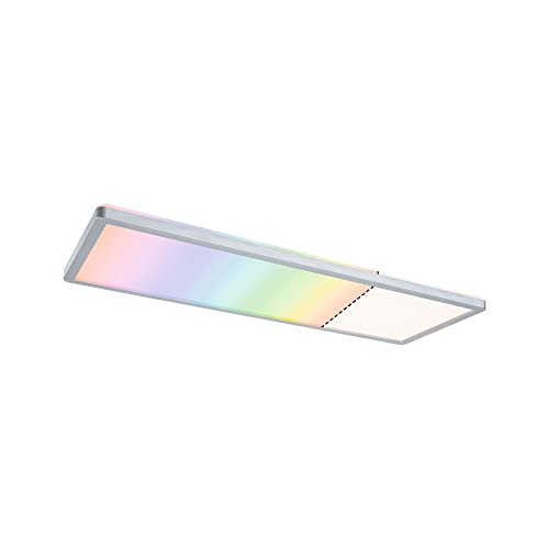 Paulmann 71020 LED Panel Atria Shine eckig, Dimmbar RGBW Farbsteuerung Lichtpanel Kunststoff Deckenpanel, Chrom Matt, Incl. 1x20 W - 580 x 200 mm von Paulmann