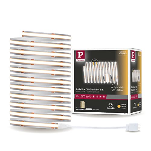 Paulmann 71049 MaxLED 1000 LED Strip Full-Line COB Komplettset 3m 36W 3240lm 528LEDs/m 2700K 50VA dimmbar Silber Kunststoff Paulmann 71049 MaxLED 1000 LED Strip Full-Line COB Komplettset 3m 36W 3240lm 528LEDs/m 2700K 50VA dimmbar Silber Kunststoff von Paulmann
